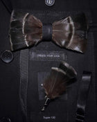 JEMYGINS Papillon con Piume Naturali Fatto a Mano - Set con Spilla Regalo