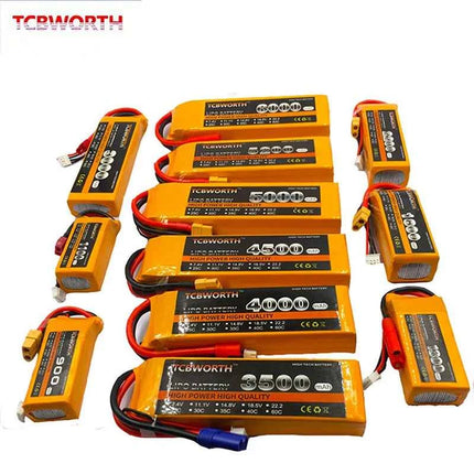TCBWORTH RC Lipo Battery 2S 3S 4S 6S 11.1V 14.8V 22.2V 1300 1500 1800 2200 3000 4200 5200 6000mah Battery XT60-T Deans Plug