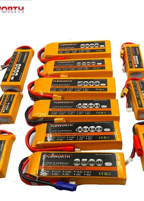 TCBWORTH RC Lipo Battery 2S 3S 4S 6S 11.1V 14.8V 22.2V 1300 1500 1800 2200 3000 4200 5200 6000mah Battery XT60-T Deans Plug