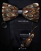 JEMYGINS Papillon con Piume Naturali Fatto a Mano - Set con Spilla Regalo