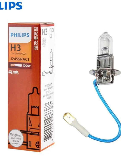 Philips Rally Vision H3 12V 100W PK22s 12455RAC1 Off Road Super Bright Light Car Halogen Fog Lamp Auto Bulb (Single)