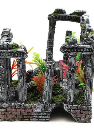 Artificial Palace Ruins Fish Tank Ancient Roman Column European Castle Ornament For Aquarium Decorations Reptile Box Landscape