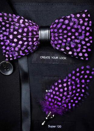 JEMYGINS Papillon con Piume Naturali Fatto a Mano - Set con Spilla Regalo