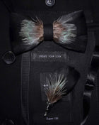 JEMYGINS Papillon con Piume Naturali Fatto a Mano - Set con Spilla Regalo