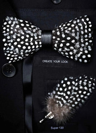 JEMYGINS Papillon con Piume Naturali Fatto a Mano - Set con Spilla Regalo