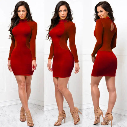 Abiti estivi Nuove donne Estate Casual Manica lunga O-Collo Abito senza schienale Sexy pizzo Vedi anche se Mini abito S-XL