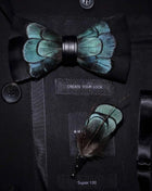 JEMYGINS Papillon con Piume Naturali Fatto a Mano - Set con Spilla Regalo