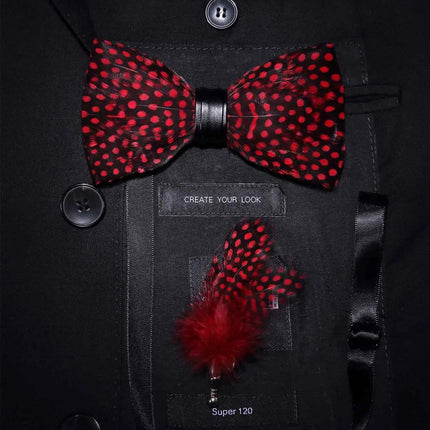 JEMYGINS Papillon con Piume Naturali Fatto a Mano - Set con Spilla Regalo