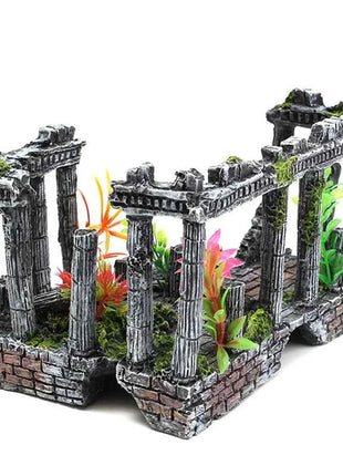 Artificial Palace Ruins Fish Tank Ancient Roman Column European Castle Ornament For Aquarium Decorations Reptile Box Landscape