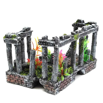 Artificial Palace Ruins Fish Tank Ancient Roman Column European Castle Ornament For Aquarium Decorations Reptile Box Landscape