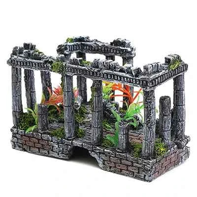 Artificial Palace Ruins Fish Tank Ancient Roman Column European Castle Ornament For Aquarium Decorations Reptile Box Landscape