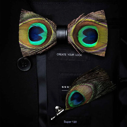 JEMYGINS Papillon con Piume Naturali Fatto a Mano - Set con Spilla Regalo
