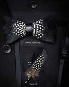 JEMYGINS Papillon con Piume Naturali Fatto a Mano - Set con Spilla Regalo