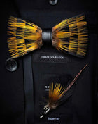 JEMYGINS Papillon con Piume Naturali Fatto a Mano - Set con Spilla Regalo