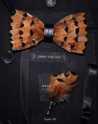 JEMYGINS Papillon con Piume Naturali Fatto a Mano - Set con Spilla Regalo