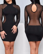 Abiti estivi Nuove donne Estate Casual Manica lunga O-Collo Abito senza schienale Sexy pizzo Vedi anche se Mini abito S-XL