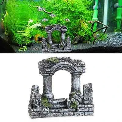 Artificial Palace Ruins Fish Tank Ancient Roman Column European Castle Ornament For Aquarium Decorations Reptile Box Landscape