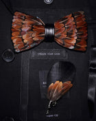 JEMYGINS Papillon con Piume Naturali Fatto a Mano - Set con Spilla Regalo