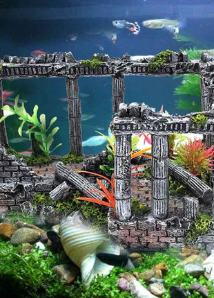 Artificial Palace Ruins Fish Tank Ancient Roman Column European Castle Ornament For Aquarium Decorations Reptile Box Landscape