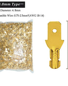 500 Pcs Gold Tone Brass Electrical Connectors, Male and Female Crimp Terminals, Car Speaker Set, 2.8/6.3 Female, 4.8 Male