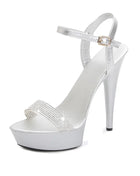 Women's High Heel Sandals with Black Red Silver Rhinestones Sexy Summer Platform Pumps Colorful Patent Leather Stiletto Shoes