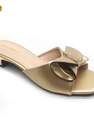 FABIO PENNY new design with plain bow elegant women's low-heeled slippers and mid-heeled sandals for dinner