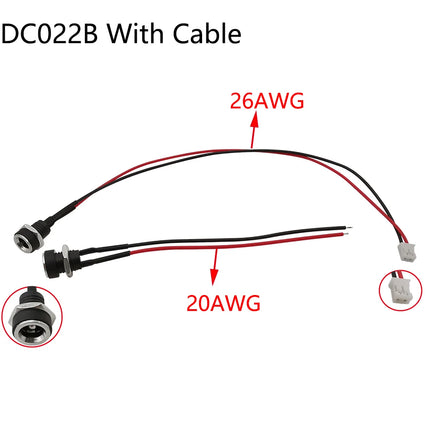 2 Pz 5.5x2.1mm DC Femmina Martinetti Presa di Alimentazione Montaggio A Pannello Connettore A Saldare Con Cavo 5.5*2.1 DC-022B DC-022 DC-099
