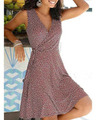 Nuovo vestito casuale a pois donne scollo a V senza maniche fasciatura vestito da spiaggia estate abiti bohémien per le donne vestiti S-5XL