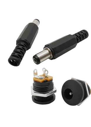 5 paia 5.5x2.1mm spina maschio di alimentazione CC + connettori presa jack femmina dado a vite adattatore per montaggio a pannello 5.5*2.1mm 12V 3A DC022