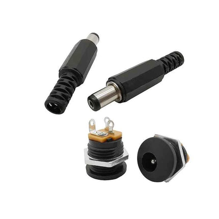 5 paia 5.5x2.1mm spina maschio di alimentazione CC + connettori presa jack femmina dado a vite adattatore per montaggio a pannello 5.5*2.1mm 12V 3A DC022