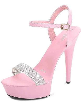Sandali con tacco alto da donna con strass neri rossi argentati Décolleté con plateau estivi sexy Scarpe con tacco fine in pelle verniciata colorata da donna