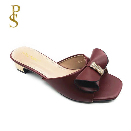 FABIO PENNY nuovo design con fiocco tinta unita elegante pantofole da donna con tacco basso e sandali con tacco medio per cena