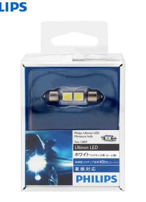 Philips Ultinon LED Fest 36mm 37mm 38mm C5W Festoon 12859 6000K Cool White 2x LED Chips Car Turn Signal Interior Light  (Single)