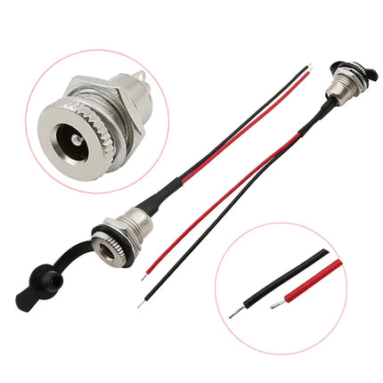 2 Pz 5.5x2.1mm DC Femmina Martinetti Presa di Alimentazione Montaggio A Pannello Connettore A Saldare Con Cavo 5.5*2.1 DC-022B DC-022 DC-099