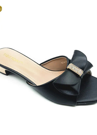 FABIO PENNY new design with plain bow elegant women's low-heeled slippers and mid-heeled sandals for dinner