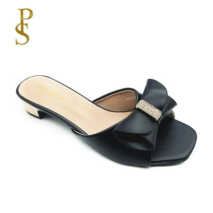 FABIO PENNY nuovo design con fiocco tinta unita elegante pantofole da donna con tacco basso e sandali con tacco medio per cena