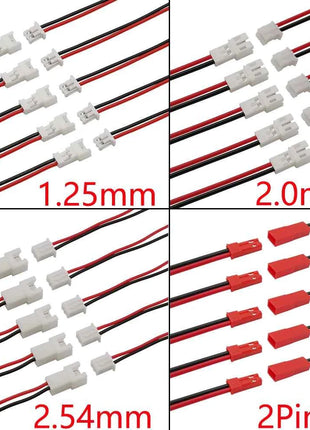 10/5/2 paia piccolo Mini JST 1.25mm PH2.0 XH2.54 2 pin maschio femmina spina jack cavo connettore JST 1.25/2.0/2.54 2P cavo elettronico