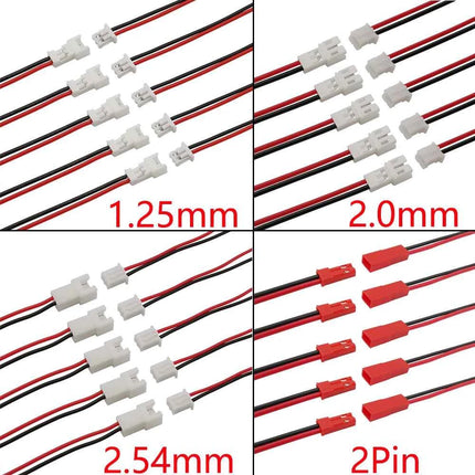 10/5/2 paia piccolo Mini JST 1.25mm PH2.0 XH2.54 2 pin maschio femmina spina jack cavo connettore JST 1.25/2.0/2.54 2P cavo elettronico