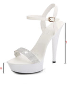 Women's High Heel Sandals with Black Red Silver Rhinestones Sexy Summer Platform Pumps Colorful Patent Leather Stiletto Shoes