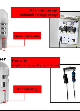 2pcs Car LED Bulbs W5W T10 168 194 2825 1-SMD For Interior Light, Parking Position Lamp, License Plate Light, Turn Signal Light