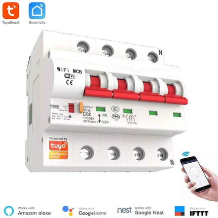 Tuya 40A 1P/2P/3P/4P WiFi Smart Circuit Breaker Automatic Switch overload short circuit protection with Alexa Google home