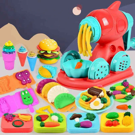 12 colori creativi per bambini giocattolo di argilla set di strumenti per plastilina macchina per gelato con noodle per hamburger kit di giocattoli per case da gioco con stampo fai da te