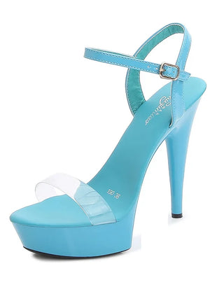 Women's High Heel Sandals with Black Red Silver Rhinestones Sexy Summer Platform Pumps Colorful Patent Leather Stiletto Shoes