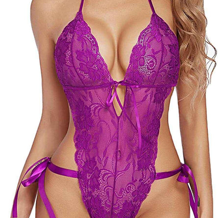 Lady's lace pajama set with suspenders and short pants