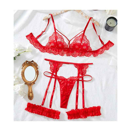 Embroidered lace erotic set