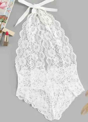 Strappy Lingerie With Lace Trim And Sheer Body-Hugging Dress