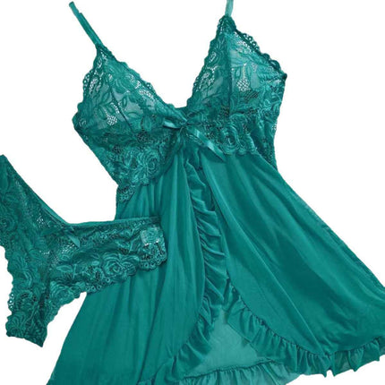 Sexy V-Neck Lace Bralette Pajamas