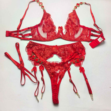 Embroidered bra sexy push-up bra