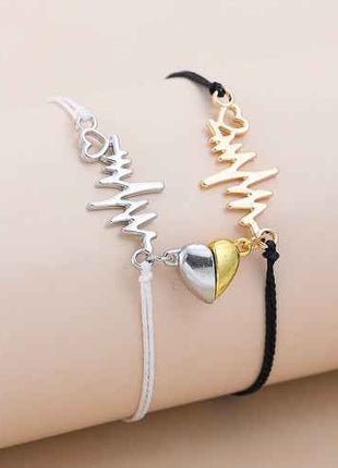 Bracciali Magnetici per Coppia - Design Elettrocardiogramma Simbolo d'Amore - OrizonShop