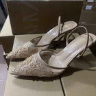 Embroidered Mesh Upper High-Heeled Shoes